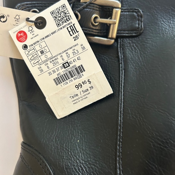 ZARA /BRAND NEW / Biker Boots / NWT /  BLACK / Size 39 (US 8 / 25.3 cm) - Picture 3 of 5